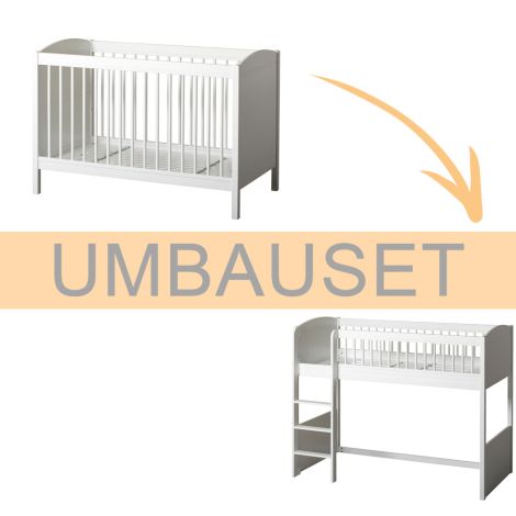 Oliver Furniture Umbauset Seaside Lille+ Baby- und Kinderbett Basic zum halbhohen Hochbett Weiß 