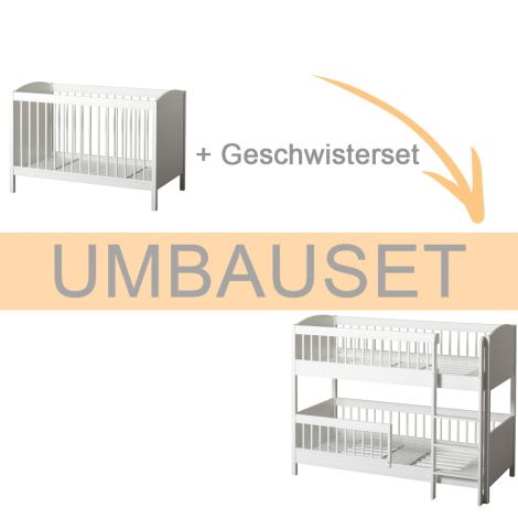 Oliver Furniture Umbauset Seaside Lille+ Baby- und Kinderbett Basic und Geschwisterset zum halhohen Etagenbett Weiß 