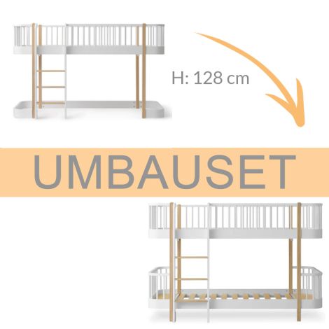 Oliver Furniture Umbauset Wood halbhohes Hochbett 128 cm zum halbhohen Etagenbett weiß/Eiche 