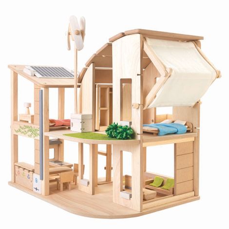 PlanToys Puppenhaus Öko möbliert • 