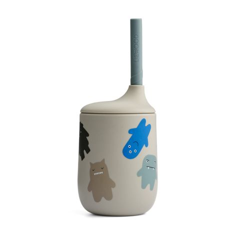 LIEWOOD Becher mit Trinkhalm Ellis Monster / Mist 
