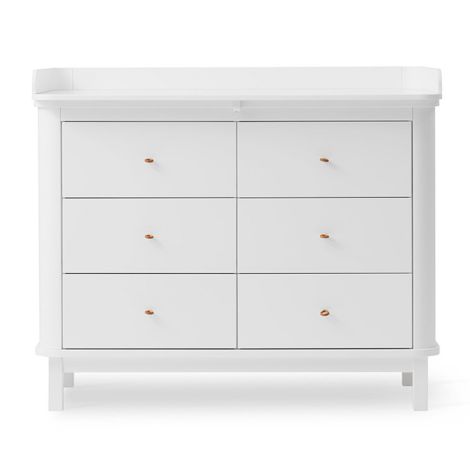 Oliver Furniture Wood Wickelkommode 6 Schubladen mit großer Wickelplatte Weiß 