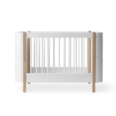 Oliver Furniture Baby- und Kinderbett Wood Mini+ Weiß/Eiche inkl. Umbauset Juniorbett 