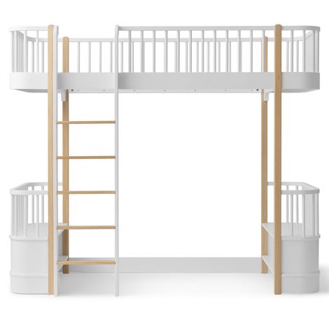 Oliver Furniture Hochbett Wood Original Weiß/Eiche - Leiter vorne 
