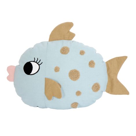 Roommate Kissen Fish Light Blue Bio-Baumwolle 