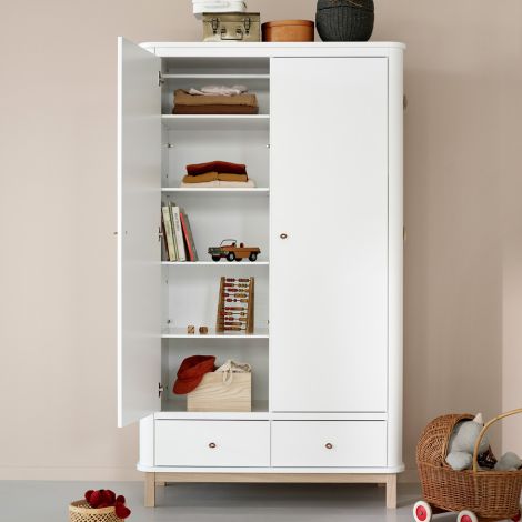 Oliver Furniture Wood Kleiderschrank 2-Türig Weiß/Eiche 
