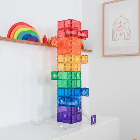 Connetix Magnetbausteine Kugelbahn Rainbow Super Ball Run Pack 134 Teile 