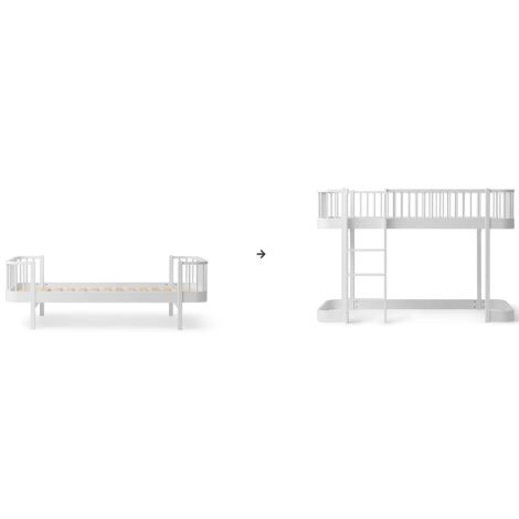 Oliver Furniture Umbauset Wood Original Einzelbett/Juniorbett zum halbhohen Hochbett 138 cm weiß 
