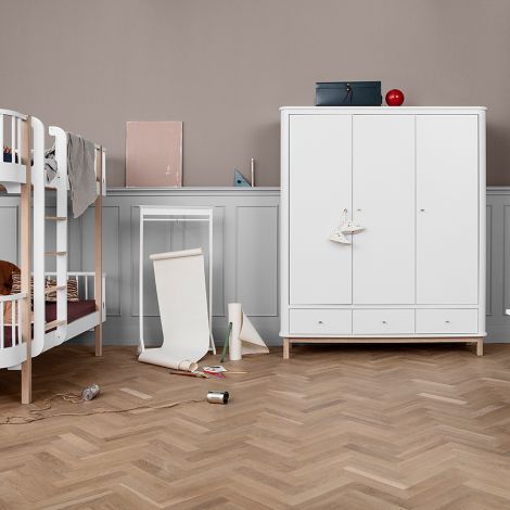 Oliver Furniture Wood Kleiderschrank 3-Türig Weiß/Eiche 