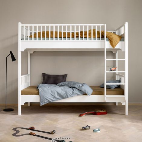 Oliver Furniture Etagenbett Seaside Weiß Classic mit gerader Leiter 