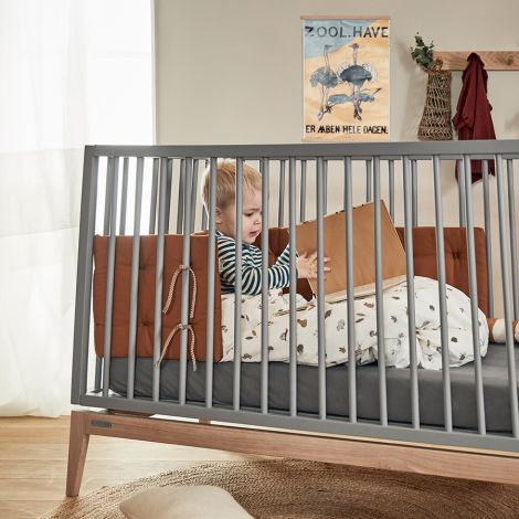 Leander Luna Babybett 140x70 cm Grau/Eiche 