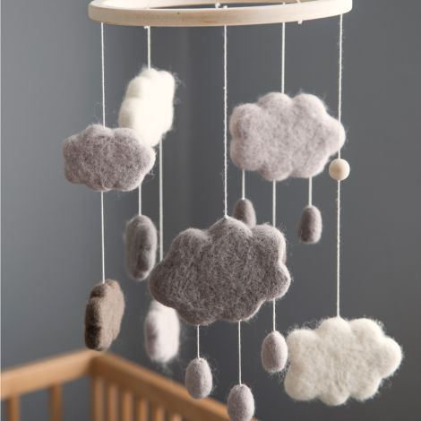 Sebra Baby-Mobile Filz Wolken Warm Grey 