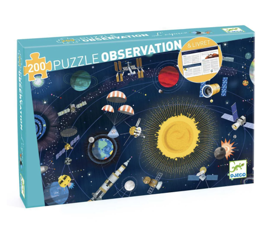 Djeco Wimmelpuzzle Der Weltraum mit Booklet 200-teilig 