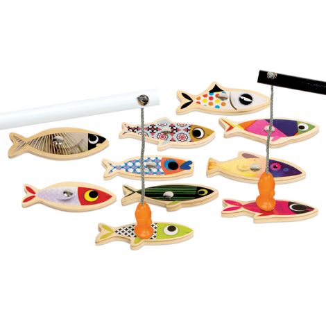 Janod Magnet-Angelspiel Holz "Sardine" in Blechdose 