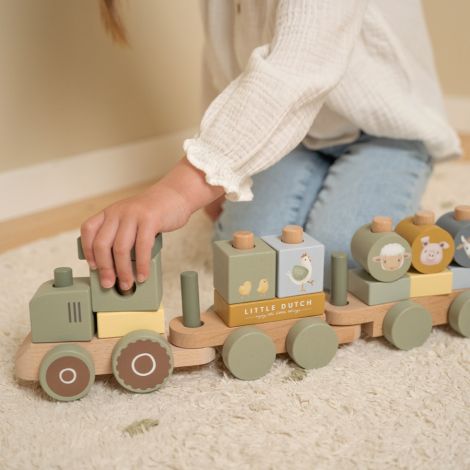 Little Dutch Eisenbahn mit Steck-Formen Traktor Little Farm 