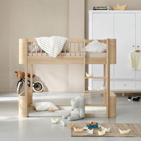 Oliver Furniture Umbauset Wood Mini+ Babybett inkl. Umbauset Juniorbett zum halbhohen Hochbett Eiche 