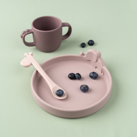 Done by Deer Geschirr-Set Peekaboo First Meal Deer Friends Rosa 3-teilig 