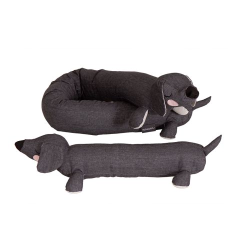 Roommate Kuscheltier Lazy Long Dog Anthracite Bio-Baumwolle 