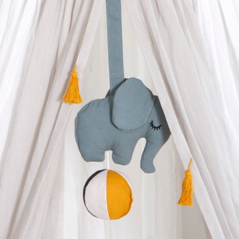 Roommate Spieluhr Elephant auf Ball Grey Bio-Baumwolle 