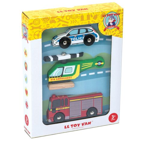 Le Toy Van Auto Set Retro Fahrzeuge Oldtimer Bus 3 Stück aus Holz Pastell Farben 