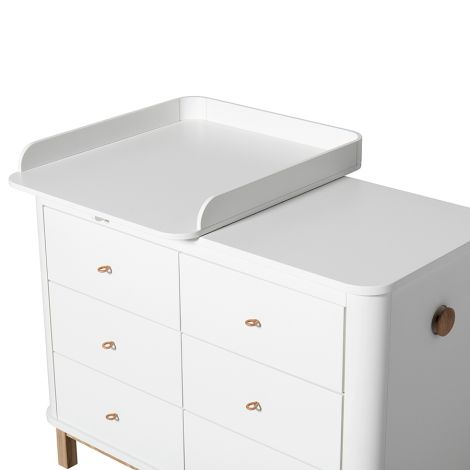 Oliver Furniture Wood Wickelkommode 6 Schubladen mit kleiner Wickelplatte Weiß/Eiche 