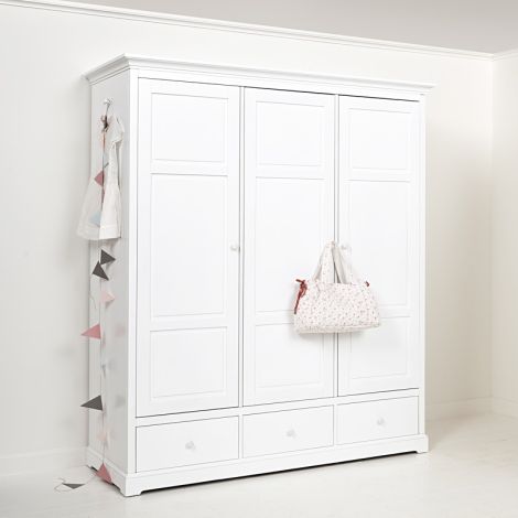 oliver furniture 3-türiger kleiderschrank weiß hoch - sofort lieferbar