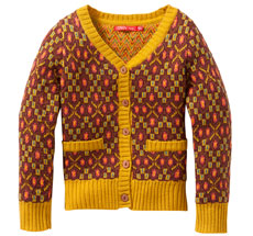 Oilily Cardigan Kesie Ocre Jacquard Tile Green