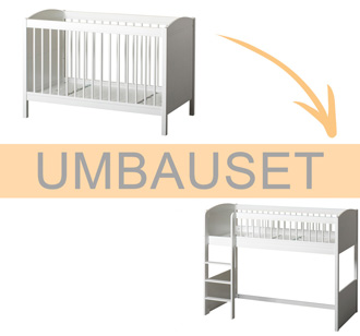 Oliver Furniture Umbauset Seaside Lille+ Baby- und Kinderbett Basic zum halbhohen Hochbett Weiß 