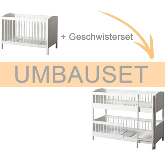 Oliver Furniture Umbauset Seaside Lille+ Baby- und Kinderbett Basic und Geschwisterset zum halhohen Etagenbett Weiß 