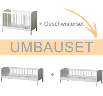 Oliver Furniture Umbauset Seaside Lille+ Baby- und Kinderbett Basic und Geschwisterset zu 2 Juniorbetten Weiß 