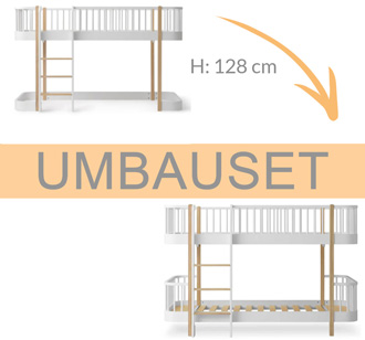 Oliver Furniture Umbauset Wood halbhohes Hochbett 128 cm zum halbhohen Etagenbett weiß/Eiche 