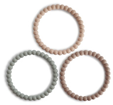 Mushie Beißring-Armband Pearl Clary Sage/Tuscany/Desert Sand 3er-Set 