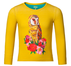 Room Seven Langarm-Jersey Solid Yellow, Owl