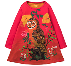 Room Seven Jersey-Kleid Toulas A-Linie Owl and Flowers Pink
