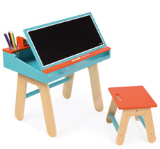 Janod Schreibtisch-Kombination Holz Blau/ Orange