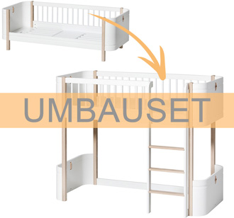 Oliver Furniture Umbauset Wood Mini+ Juniorbett zum halbhohen Hochbett Weiß/Eiche 