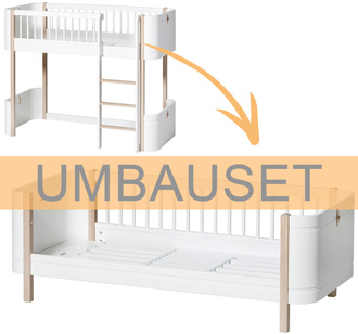 Oliver Furniture Umbauset Wood Mini+ halbhohes Hochbett zum Juniorbett Weiß/Eiche 