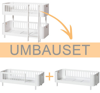 Oliver Furniture Umbauset Wood Mini+ halbhohes Etagenbett zu 2 Juniorbetten Weiß 