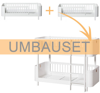 Oliver Furniture Umbauset Wood Mini+ 2 Juniorbetten zum halbhohen Etagenbett Weiß 