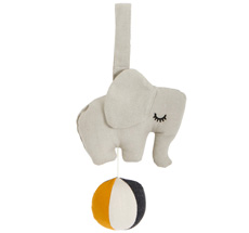 Roommate Spieluhr Elephant auf Ball Grey Bio-Baumwolle