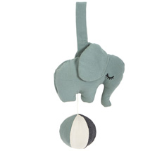 Roommate Spieluhr Elephant auf Ball Sea Grey Bio-Baumwolle
