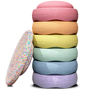 Stapelstein Super Confetti Rainbow Set pastel 6+1